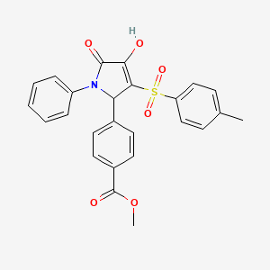 molecular formula C25H21NO6S B2684061 methyl 4-[4-hydroxy-3-(4-methylbenzenesulfonyl)-5-oxo-1-phenyl-2,5-dihydro-1H-pyrrol-2-yl]benzoate CAS No. 1021227-85-9