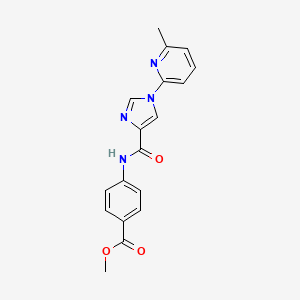 molecular formula C18H16N4O3 B2684069 methyl 4-({[1-(6-methyl-2-pyridinyl)-1H-imidazol-4-yl]carbonyl}amino)benzenecarboxylate CAS No. 477890-17-8