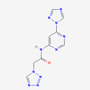 molecular formula C9H8N10O B2684070 N-(6-(1H-1,2,4-triazol-1-yl)pyrimidin-4-yl)-2-(1H-tetrazol-1-yl)acetamide CAS No. 1428359-30-1