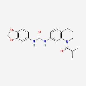 molecular formula C21H23N3O4 B2684083 1-(Benzo[d][1,3]dioxol-5-yl)-3-(1-isobutyryl-1,2,3,4-tetrahydroquinolin-7-yl)urea CAS No. 1203051-93-7
