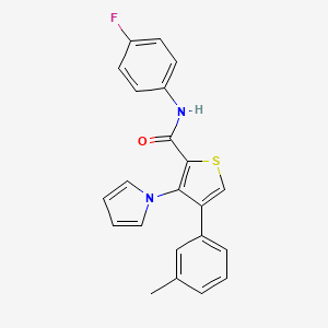 molecular formula C22H17FN2OS B2684094 N-(4-fluorophenyl)-4-(3-methylphenyl)-3-(1H-pyrrol-1-yl)thiophene-2-carboxamide CAS No. 1291832-09-1