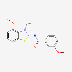molecular formula C19H20N2O3S B2684118 N-[(2Z)-3-ethyl-4-methoxy-7-methyl-2,3-dihydro-1,3-benzothiazol-2-ylidene]-3-methoxybenzamide CAS No. 868369-15-7