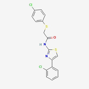 molecular formula C17H12Cl2N2OS2 B2684126 N-[4-(2-chlorophenyl)-1,3-thiazol-2-yl]-2-[(4-chlorophenyl)sulfanyl]acetamide CAS No. 338957-65-6