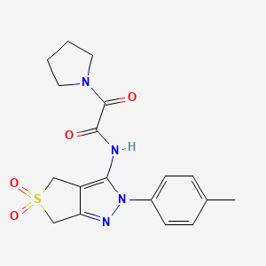molecular formula C18H20N4O4S B2684144 N-(5,5-dioxido-2-(p-tolyl)-4,6-dihydro-2H-thieno[3,4-c]pyrazol-3-yl)-2-oxo-2-(pyrrolidin-1-yl)acetamide CAS No. 899750-87-9