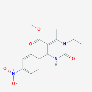 molecular formula C16H19N3O5 B2684151 Ethyl 1-ethyl-6-methyl-4-(4-nitrophenyl)-2-oxo-1,2,3,4-tetrahydropyrimidine-5-carboxylate CAS No. 367908-05-2