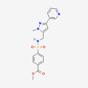 molecular formula C18H18N4O4S B2684156 methyl 4-({[1-methyl-3-(pyridin-3-yl)-1H-pyrazol-5-yl]methyl}sulfamoyl)benzoate CAS No. 2034417-20-2