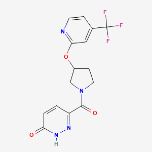 molecular formula C15H13F3N4O3 B2684161 6-(3-((4-(trifluoromethyl)pyridin-2-yl)oxy)pyrrolidine-1-carbonyl)pyridazin-3(2H)-one CAS No. 2034391-34-7