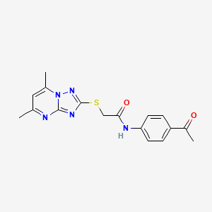 molecular formula C17H17N5O2S B2684165 N-(4-acetylphenyl)-2-({5,7-dimethyl-[1,2,4]triazolo[1,5-a]pyrimidin-2-yl}sulfanyl)acetamide CAS No. 633283-80-4