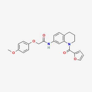 molecular formula C23H22N2O5 B2684177 N-[1-(furan-2-carbonyl)-1,2,3,4-tetrahydroquinolin-7-yl]-2-(4-methoxyphenoxy)acetamide CAS No. 1005300-98-0