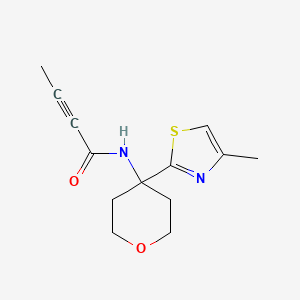 molecular formula C13H16N2O2S B2684184 N-[4-(4-Methyl-1,3-thiazol-2-yl)oxan-4-yl]but-2-ynamide CAS No. 2411295-50-4