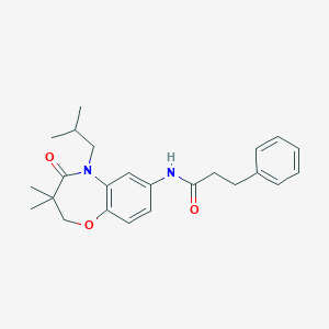 molecular formula C24H30N2O3 B2684188 N-(5-isobutyl-3,3-dimethyl-4-oxo-2,3,4,5-tetrahydrobenzo[b][1,4]oxazepin-7-yl)-3-phenylpropanamide CAS No. 921565-77-7