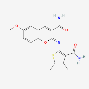 (2Z)-2-[(3-carbamoyl-4,5-dimethylthiophen-2-yl)imino]-6-methoxy-2H-chromene-3-carboxamide