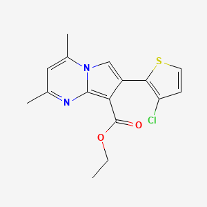 molecular formula C16H15ClN2O2S B2684297 Ethyl 7-(3-chlorothiophen-2-yl)-2,4-dimethylpyrrolo[1,2-a]pyrimidine-8-carboxylate CAS No. 477859-11-3