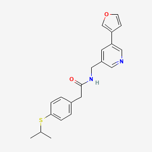 molecular formula C21H22N2O2S B2684315 N-((5-(furan-3-yl)pyridin-3-yl)methyl)-2-(4-(isopropylthio)phenyl)acetamide CAS No. 2034365-33-6