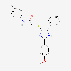 molecular formula C24H20FN3O2S B2684336 N-(4-Fluorophenyl)-2-{[2-(4-methoxyphenyl)-5-phenyl-1H-imidazol-4-YL]sulfanyl}acetamide CAS No. 865657-66-5