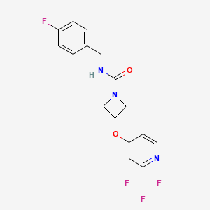 molecular formula C17H15F4N3O2 B2684341 N-[(4-fluorophenyl)methyl]-3-{[2-(trifluoromethyl)pyridin-4-yl]oxy}azetidine-1-carboxamide CAS No. 2380141-83-1