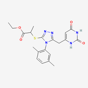 molecular formula C20H23N5O4S B2684345 ethyl 2-[[4-(2,5-dimethylphenyl)-5-[(2,4-dioxo-1H-pyrimidin-6-yl)methyl]-1,2,4-triazol-3-yl]sulfanyl]propanoate CAS No. 852048-68-1