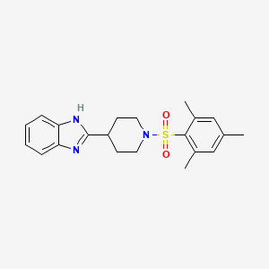 molecular formula C21H25N3O2S B2684362 Piperidine, 4-(1H-benzimidazol-2-yl)-1-[(2,4,6-trimethylphenyl)sulfonyl]- (9CI) CAS No. 605629-37-6