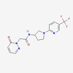 molecular formula C16H16F3N5O2 B2684382 2-(6-oxo-1,6-dihydropyridazin-1-yl)-N-{1-[5-(trifluoromethyl)pyridin-2-yl]pyrrolidin-3-yl}acetamide CAS No. 2097884-41-6