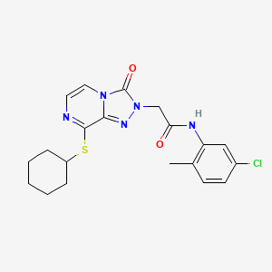 molecular formula C20H22ClN5O2S B2684396 N-(5-chloro-2-methylphenyl)-2-[8-(cyclohexylsulfanyl)-3-oxo-2H,3H-[1,2,4]triazolo[4,3-a]pyrazin-2-yl]acetamide CAS No. 1251697-70-7