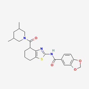 molecular formula C23H27N3O4S B2684405 N-(4-(3,5-dimethylpiperidine-1-carbonyl)-4,5,6,7-tetrahydrobenzo[d]thiazol-2-yl)benzo[d][1,3]dioxole-5-carboxamide CAS No. 1013783-25-9