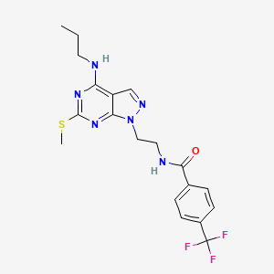 molecular formula C19H21F3N6OS B2684448 N-(2-(6-(methylthio)-4-(propylamino)-1H-pyrazolo[3,4-d]pyrimidin-1-yl)ethyl)-4-(trifluoromethyl)benzamide CAS No. 941947-97-3