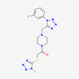 1-(4-((1-(3-fluorophenyl)-1H-tetrazol-5-yl)methyl)piperazin-1-yl)-2-((1-methyl-1H-tetrazol-5-yl)thio)ethanone