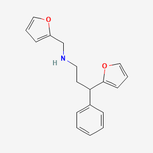molecular formula C18H19NO2 B2684497 Furan-2-ylmethyl-(3-furan-2-yl-3-phenyl-propyl)-amine CAS No. 396104-71-5