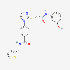 4-(2-((2-((3-methoxyphenyl)amino)-2-oxoethyl)thio)-1H-imidazol-1-yl)-N-(thiophen-2-ylmethyl)benzamide