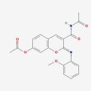 molecular formula C21H18N2O6 B2684519 (2Z)-3-(acetylcarbamoyl)-2-[(2-methoxyphenyl)imino]-2H-chromen-7-yl acetate CAS No. 328077-41-4