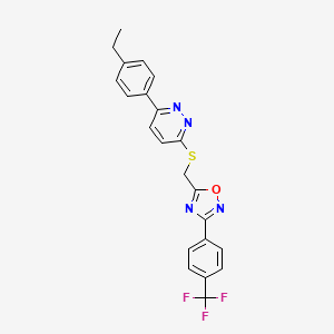 3-(4-Ethylphenyl)-6-[({3-[4-(trifluoromethyl)phenyl]-1,2,4-oxadiazol-5-yl}methyl)sulfanyl]pyridazine