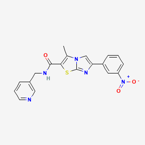 molecular formula C19H15N5O3S B2684542 3-methyl-6-(3-nitrophenyl)-N-(pyridin-3-ylmethyl)imidazo[2,1-b]thiazole-2-carboxamide CAS No. 852135-69-4