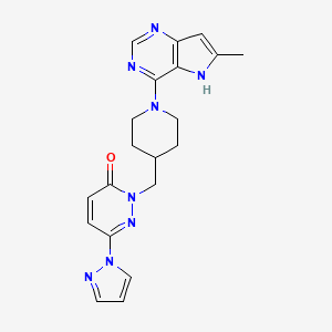 molecular formula C20H22N8O B2684550 2-[(1-{6-methyl-5H-pyrrolo[3,2-d]pyrimidin-4-yl}piperidin-4-yl)methyl]-6-(1H-pyrazol-1-yl)-2,3-dihydropyridazin-3-one CAS No. 2097866-60-7