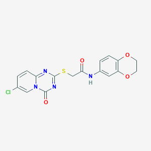 molecular formula C17H13ClN4O4S B2684551 2-(7-chloro-4-oxopyrido[1,2-a][1,3,5]triazin-2-yl)sulfanyl-N-(2,3-dihydro-1,4-benzodioxin-6-yl)acetamide CAS No. 896325-79-4