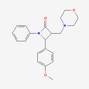 molecular formula C21H24N2O3 B2684553 4-(4-Methoxyphenyl)-3-(morpholinomethyl)-1-phenyl-2-azetanone CAS No. 478049-85-3