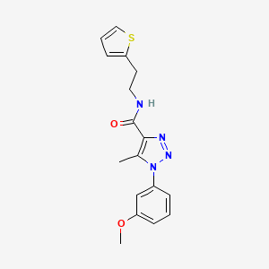 molecular formula C17H18N4O2S B2684571 1-(3-methoxyphenyl)-5-methyl-N-(2-(thiophen-2-yl)ethyl)-1H-1,2,3-triazole-4-carboxamide CAS No. 924840-26-6