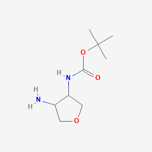 molecular formula C9H18N2O3 B2684574 tert-butyl N-(4-aminooxolan-3-yl)carbamate CAS No. 1330763-30-8
