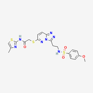 2-((3-(2-(4-methoxyphenylsulfonamido)ethyl)-[1,2,4]triazolo[4,3-b]pyridazin-6-yl)thio)-N-(4-methylthiazol-2-yl)acetamide