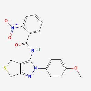 molecular formula C19H16N4O4S B2684584 N-[2-(4-methoxyphenyl)-2H,4H,6H-thieno[3,4-c]pyrazol-3-yl]-2-nitrobenzamide CAS No. 361168-70-9