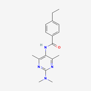 molecular formula C17H22N4O B2684586 N-[2-(Dimethylamino)-4,6-dimethylpyrimidin-5-YL]-4-ethylbenzamide CAS No. 1448078-36-1