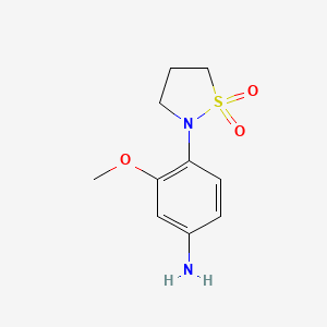molecular formula C10H14N2O3S B2684596 2-(4-amino-2-methoxyphenyl)-1$l^{6},2-thiazolidine-1,1-dione CAS No. 927995-89-9