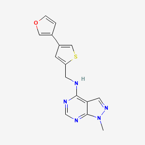 molecular formula C15H13N5OS B2684619 N-{[4-(furan-3-yl)thiophen-2-yl]methyl}-1-methyl-1H-pyrazolo[3,4-d]pyrimidin-4-amine CAS No. 2380193-52-0