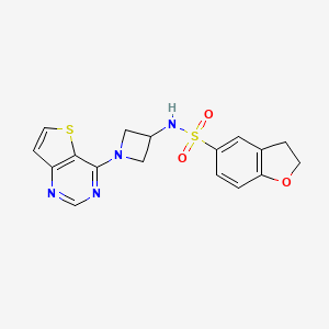 molecular formula C17H16N4O3S2 B2684646 N-(1-{thieno[3,2-d]pyrimidin-4-yl}azetidin-3-yl)-2,3-dihydro-1-benzofuran-5-sulfonamide CAS No. 2415465-97-1