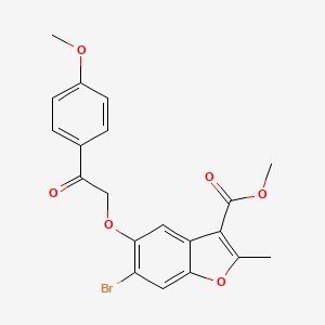 molecular formula C20H17BrO6 B2684658 Methyl 6-bromo-5-[2-(4-methoxyphenyl)-2-oxoethoxy]-2-methyl-1-benzofuran-3-carboxylate CAS No. 308295-67-2