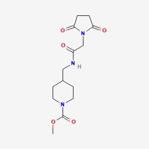 molecular formula C14H21N3O5 B2684663 Methyl 4-((2-(2,5-dioxopyrrolidin-1-yl)acetamido)methyl)piperidine-1-carboxylate CAS No. 1234994-28-5