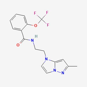 molecular formula C16H15F3N4O2 B2684675 N-(2-(6-methyl-1H-imidazo[1,2-b]pyrazol-1-yl)ethyl)-2-(trifluoromethoxy)benzamide CAS No. 2034263-60-8