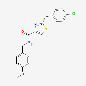 molecular formula C19H17ClN2O2S B2684682 2-[(4-chlorophenyl)methyl]-N-[(4-methoxyphenyl)methyl]-1,3-thiazole-4-carboxamide CAS No. 478030-53-4