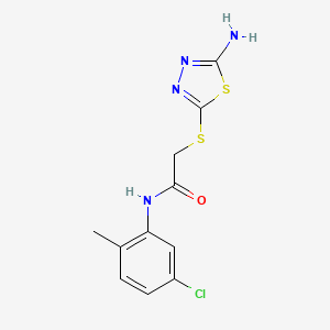 molecular formula C11H11ClN4OS2 B2684695 2-[(5-amino-1,3,4-thiadiazol-2-yl)thio]-N-(5-chloro-2-methylphenyl)acetamide CAS No. 328281-60-3