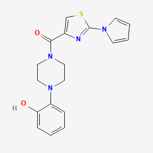 molecular formula C18H18N4O2S B2684699 (2-(1H-pyrrol-1-yl)thiazol-4-yl)(4-(2-hydroxyphenyl)piperazin-1-yl)methanone CAS No. 1206995-87-0