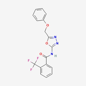molecular formula C17H12F3N3O3 B2684713 N-[5-(phenoxymethyl)-1,3,4-oxadiazol-2-yl]-2-(trifluoromethyl)benzamide CAS No. 1286702-30-4